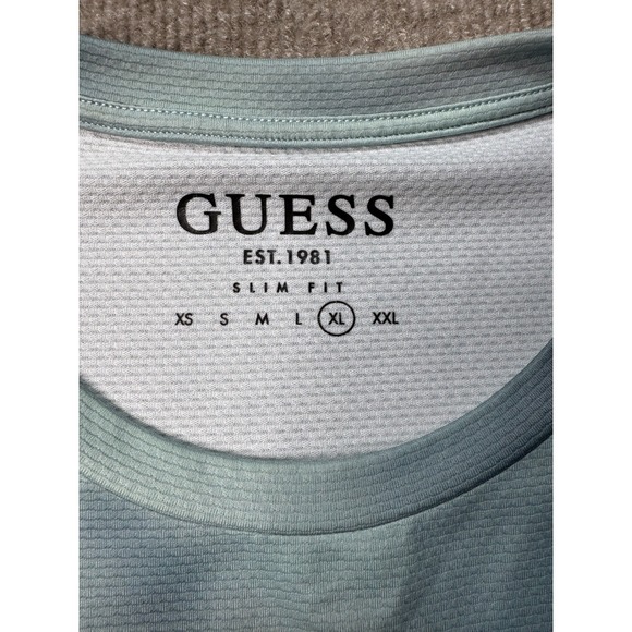 Guess Mens XL Slim Fit Blue Tie Dye Logo T Shirt Short Sleeve Graphic - Picture 4 of 11